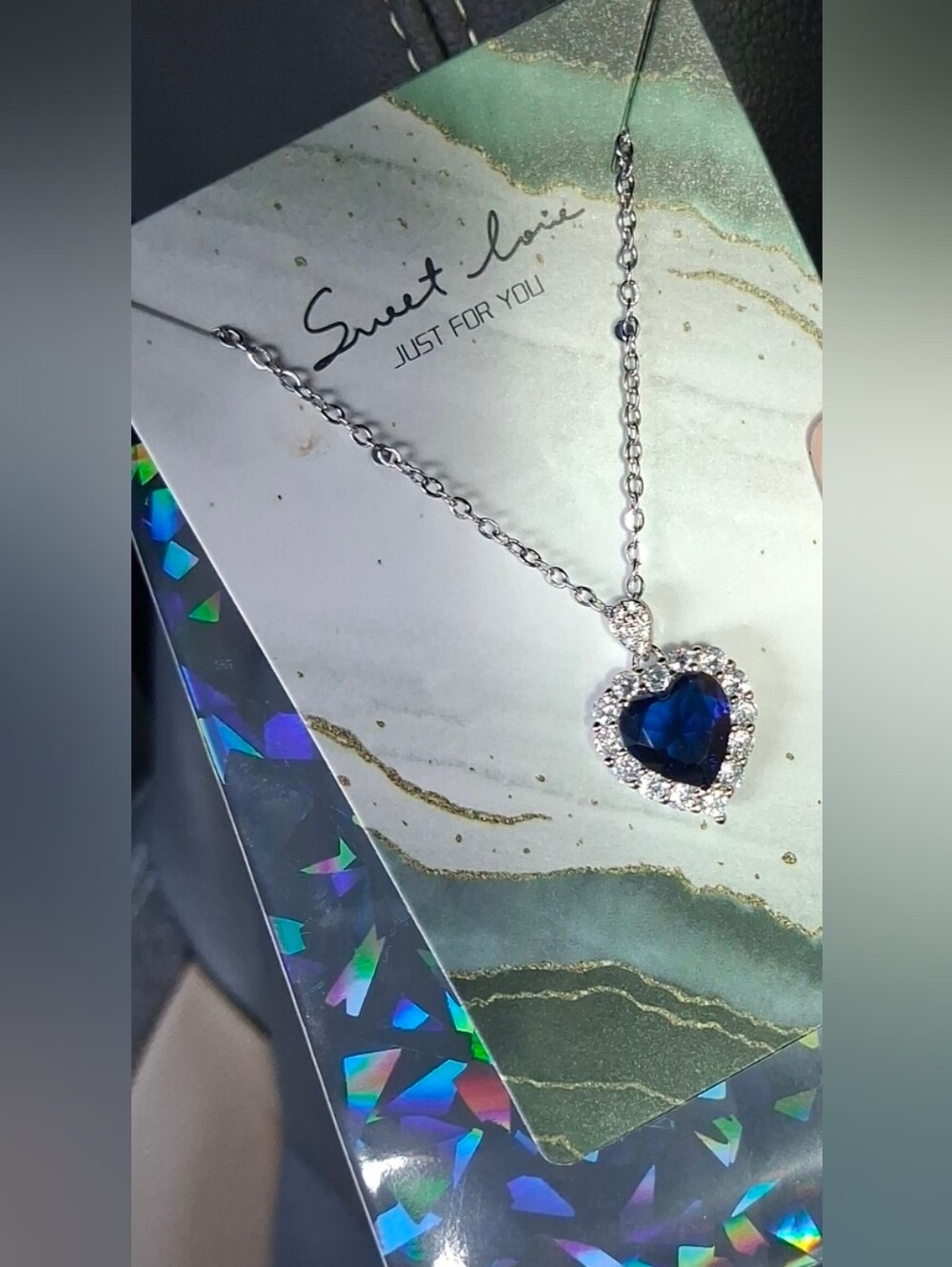 $8 Each Or Bundle 5/$20 Silver Necklace with Blue Heart Pendant - Picture 1 of 8